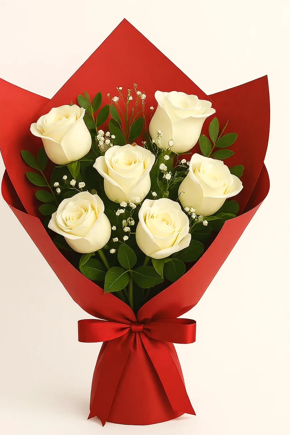 Buquê 6 Rosas Colombianas Brancas, imagem ilustrativa